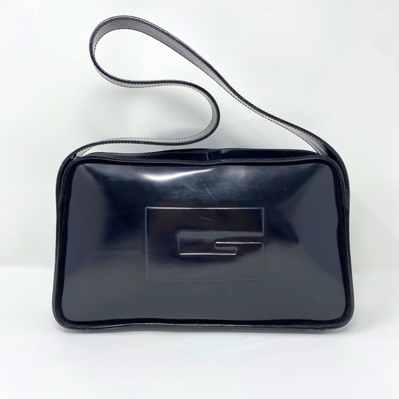 Gucci Handbags - GUCCI Leather Embossed Logo Shoulder Bag